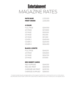 Magazine Rates