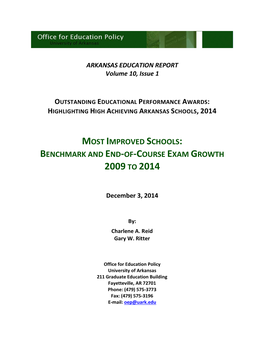 Most Improved Schools: Benchmark and End-Of-Course Exam Growth 2009 to 2014