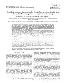 Reproductive Success of Non-Rewarding Cypripedium Japonicum Beneﬁts from Low Spatial Dispersion Pattern and Asynchronous ﬂowering