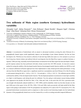 (Southern Germany) Hydroclimate Variability