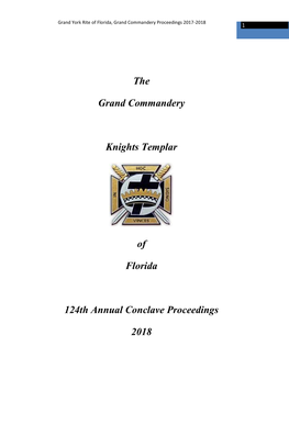 The Grand Commandery Knights Templar of Florida 124Th Annual