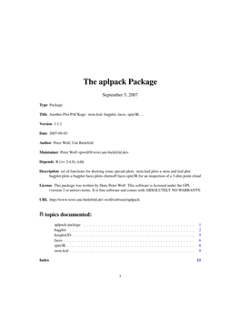 The Aplpack Package