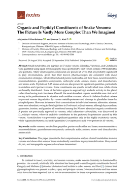 Organic and Peptidyl Constituents of Snake Venoms: the Picture Is Vastly More Complex Than We Imagined