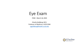 Eye Exam POM – March 18, 2020