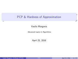 PCP & Hardness of Approximation