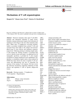 Mechanisms of T Cell Organotropism