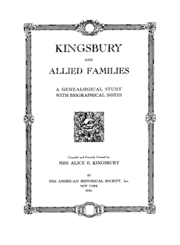 Kingsbury and Allied Families