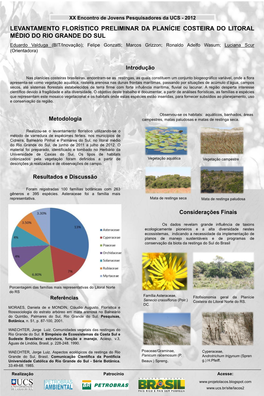 Levantamento Florístico Preliminar Da Planície Costeira Do Litoral Médio Do