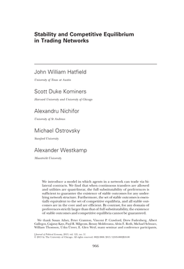 Stability and Competitive Equilibrium in Trading Networks