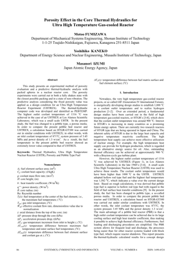 Porosity Effect in the Core Thermal Hydraulics for Ultra High Temperature Gas-Cooled Reactor