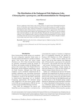 The Distribution of the Endangered Fish Edgbaston Goby, Chlamydogobius Squamigenus, and Recommendations for Management