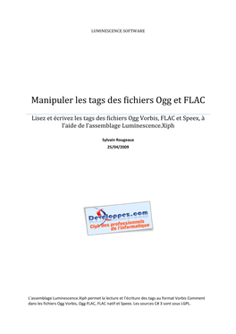 Manipuler Les Tags Des Fichiers Ogg Et FLAC