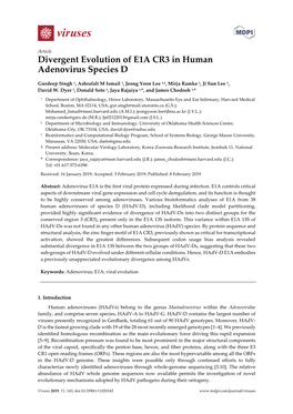 Divergent Evolution of E1A CR3 in Human Adenovirus Species D