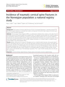 Incidence of Traumatic Cervical Spine Fractures in the Norwegian Population