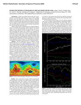 Hydrated Mineral Exposures in the Southern Highlands