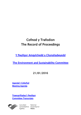 Cofnod Y Trafodion the Record of Proceedings