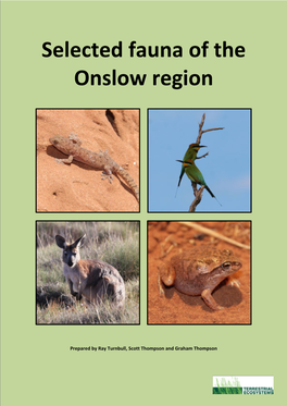 Selected Fauna of the Onslow Region