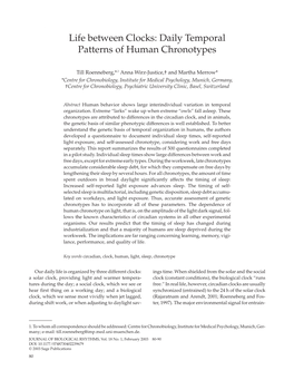 Life Between Clocks: Daily Temporal Patterns of Human Chronotypes