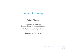 Lecture 4: Hashing