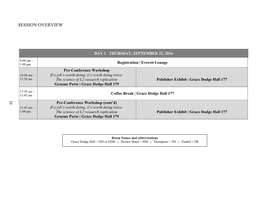 SLRF 2016 Session Overview