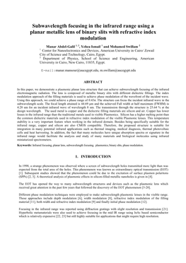 Subwavelength Focusing in the Infrared Range Using a Planar Metallic Lens of Binary Slits with Refractive Index Modulation