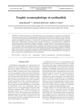 Trophic Ecomorphology of Cardinalfish