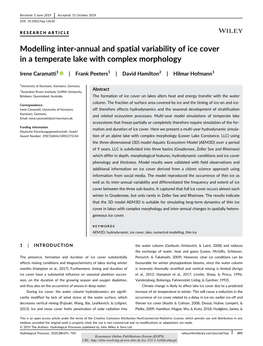 Modeling Inter-Annual and Spatial Variability of Ice Cover in a Temperate Lake with Complex Morphology