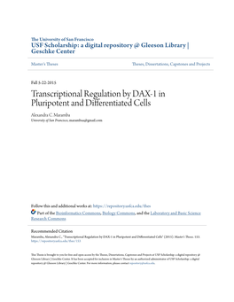 Transcriptional Regulation by DAX-1 in Pluripotent and Differentiated Cells Alexandra C