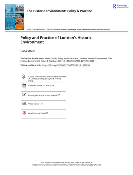 Policy and Practice of London's Historic Environment
