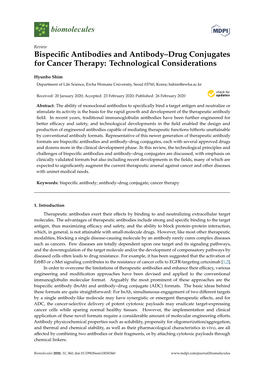 Bispecific Antibodies and Antibody–Drug Conjugates for Cancer