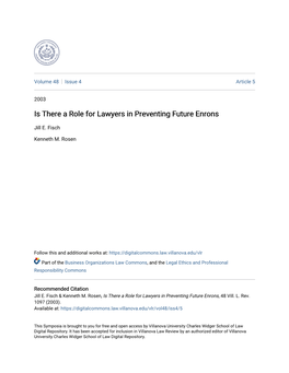 Is There a Role for Lawyers in Preventing Future Enrons