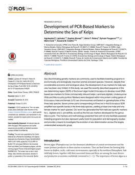 Development of PCR‐Based Markers to Determine the Sex of Kelps
