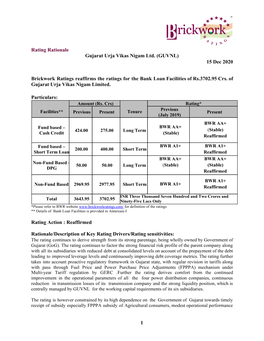 Rating Rationale Gujarat Urja Vikas Nigam Ltd