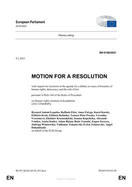 En En Motion for a Resolution