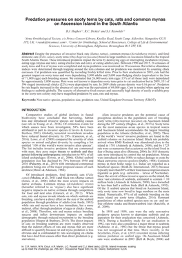 Predation Pressures on Sooty Terns by Cats, Rats and Common Mynas on Ascension Island in the South Atlantic