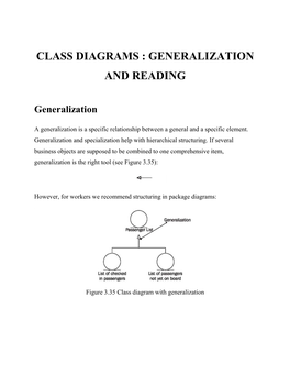 Class Diagrams : Generalization and Reading