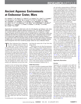 Ancient Aqueous Environments at Endeavour Crater, Mars R