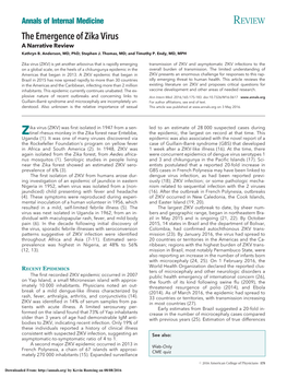 The Emergence of Zika Virus a Narrative Review Kathryn B