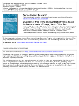 Diversity of Free-Living and Symbiotic Symbiodinium in the Coral Reefs Of