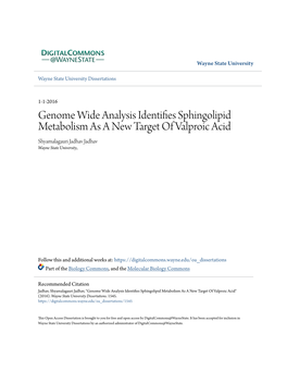 Genome Wide Analysis Identifies Sphingolipid Metabolism As a New Target of Valproic Acid