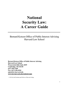 National Security Law: a Career Guide