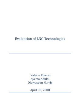 Evaluation of LNG Technologies