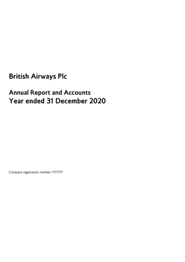 British Airways Plc Year Ended 31 December 2020