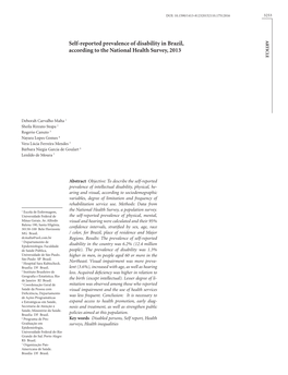 Self-Reported Prevalence of Disability in Brazil, According to the National