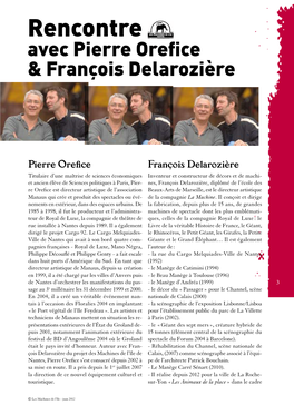 Rencontre Avec Pierre Oreﬁ Ce & François Delarozière