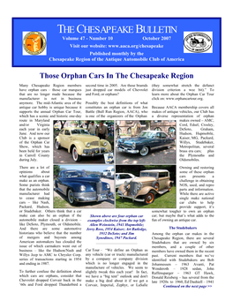 Those Orphan Cars in the Chesapeake Region by Ted