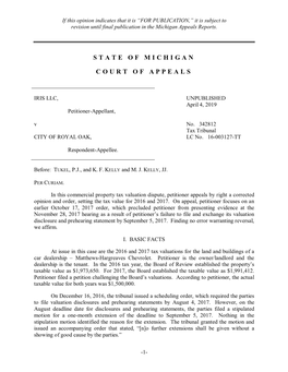 COA 342812 IRIS LLC V CITY of ROYAL OAK Opinion