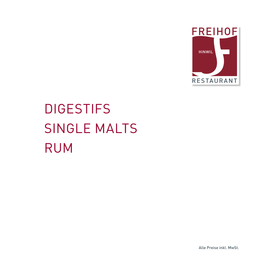 Digestifs Single Malts Rum