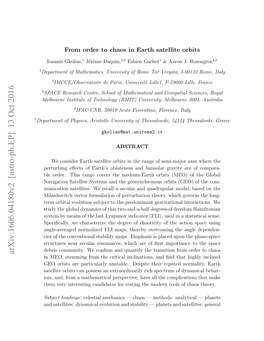 From Order to Chaos in Earth Satellite Orbits