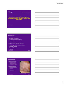 Joint Contractures Following Intra- Articular Fracture Surgery: Where Are We Now?